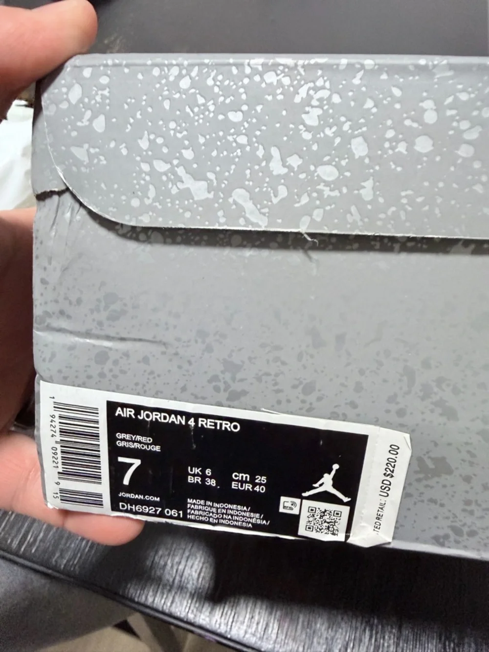 Nike  Air Jordan 4 Retro Men’s Shoes - Grey/Black/Infrared - Picture 7 of 7